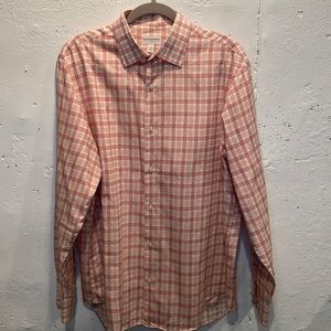 Banana Republic Mens button down dress shirt size L orange/white